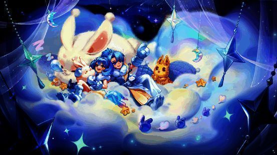 游戏中兔耳装穿搭整体场景图