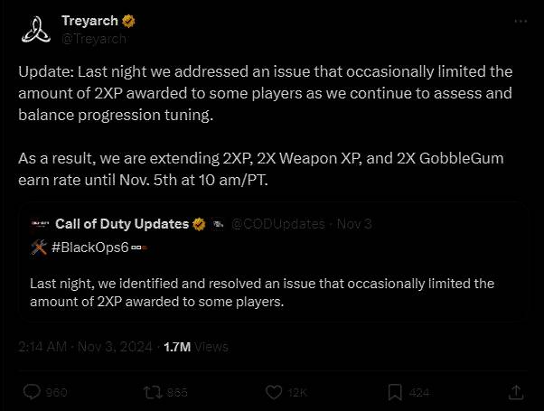 《使命召唤21：黑色行动6》双倍经验活动宣传
