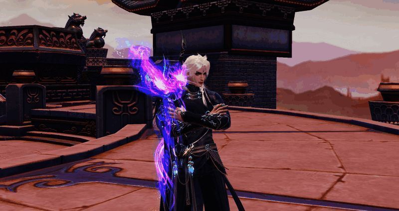 弈剑少侠手持【恶业斩尽】拓本武器的形象