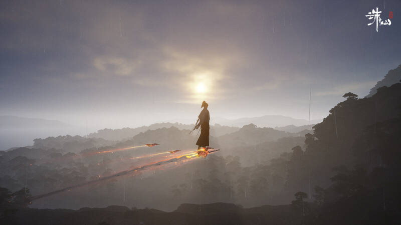 《诛仙世界》玩家御剑飞行画面