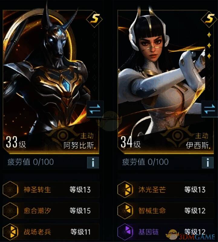 阿努比斯与伊西斯阵容展示图