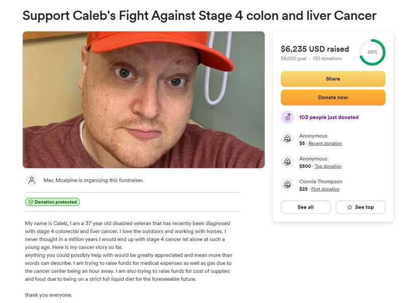 Caleb筹款页面图片