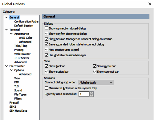 Global Options对话框配图