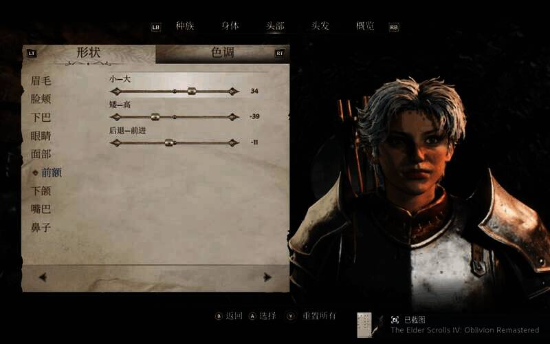 《上古卷轴4:湮灭重制版》捏脸参考图9