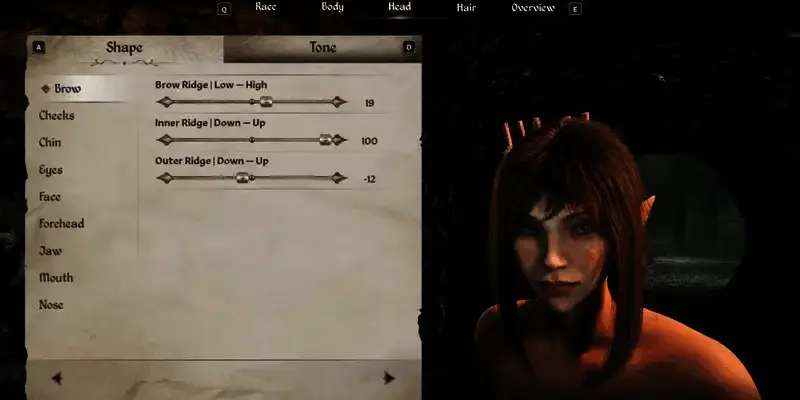 木精灵眉毛捏脸参考图