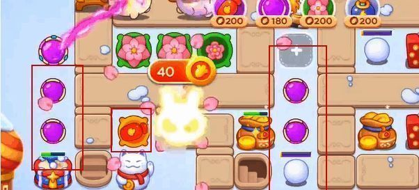 在左边和中间一列摆放魔法球的画面