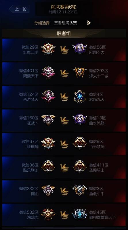 巅峰联赛S6淘汰赛第五轮比赛结果