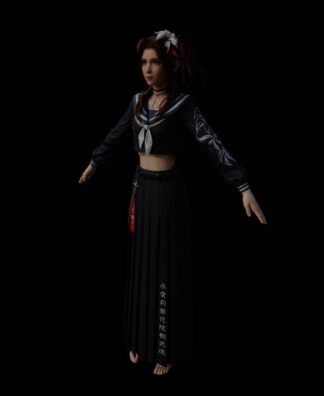 《最终幻想 7》黑丝 JK 蒂法和爱丽丝 3D 美图