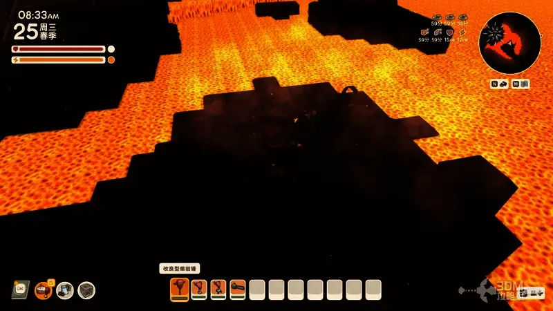 岩浆上形成行走地面画面