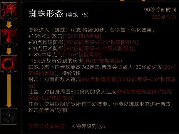 野性之魂蜘蛛形态技能图