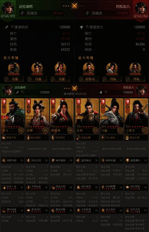 满红张飞反击枪与无双骑对战战报图片