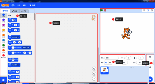 Scratch Desktop界面组成示意图
