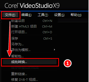 会声会影X9成批转换选项界面