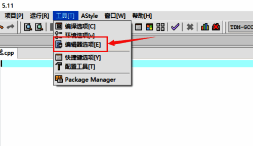 选择编辑器选项的界面图