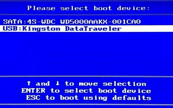 开机选择U盘界面