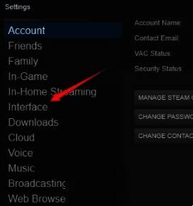 Steam设置窗口界面语言选择界面图