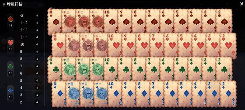 游戏内九种不同牌型示意图,包括对子、双玉钩、一色花等经典组合