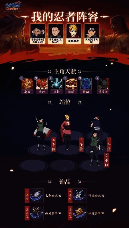 宇智波带土与其他新区适配忍者组成的阵容图示,强调控场与资源分配