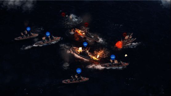 巨型火炮战舰在海上激烈交火,装甲厚重,炮火轰鸣