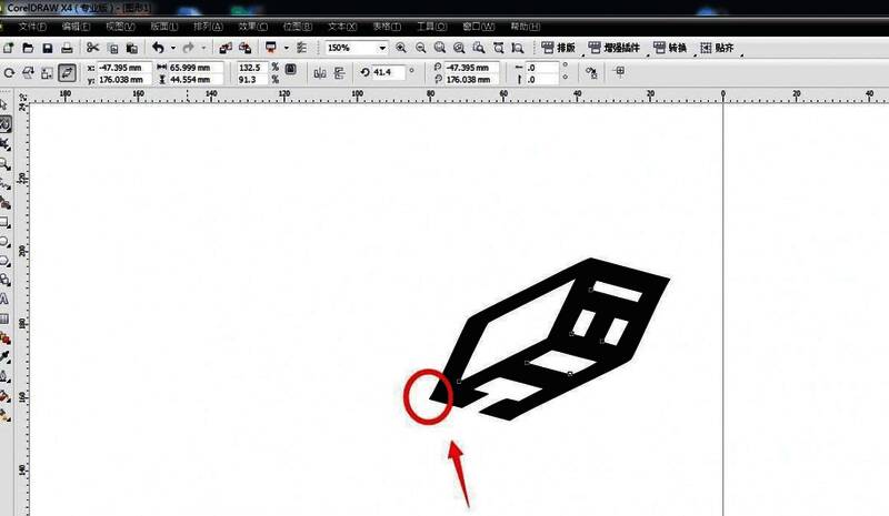 鼠标正在拖动图形右下角的控制点,图形呈现拉伸变形效果,呈现出动态调整状态