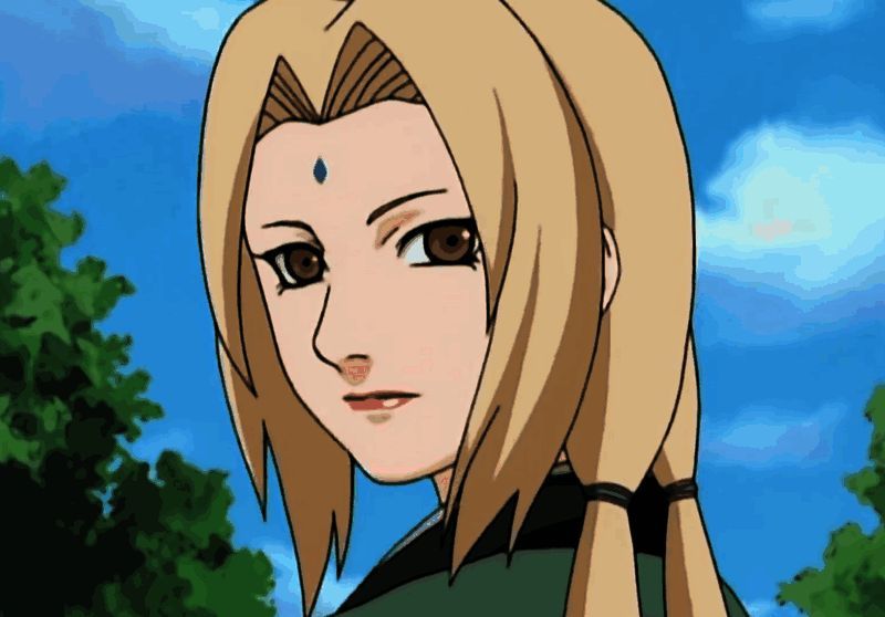 纲手[夏装]身着清凉和服，手持卷轴施展忍术