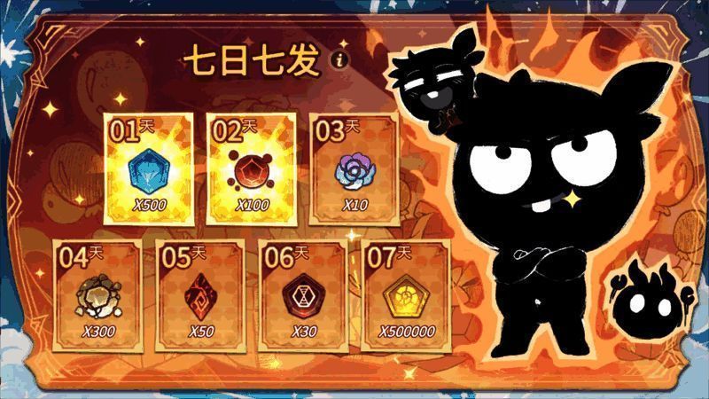 七日签到奖励界面展示，包含造唤许可与钻石图标