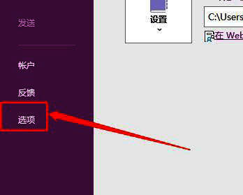 OneNote选项设置入口界面截图