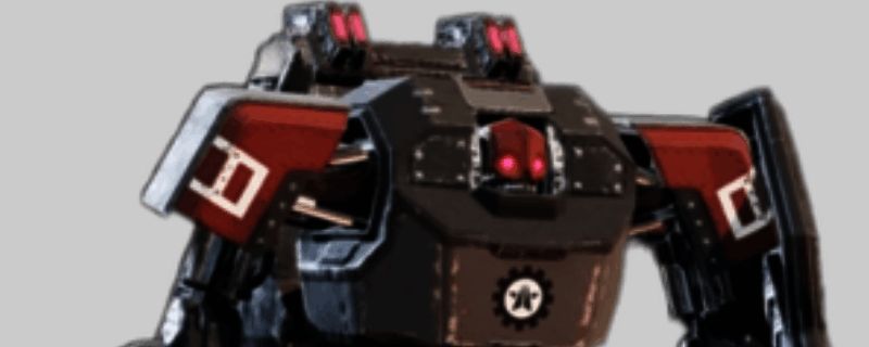 机枪蹂躏者正面形象，手持重型机枪与巨大盾牌，全身装甲厚重