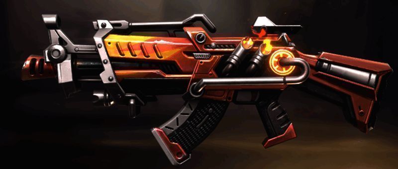 火花重机枪高速射击，弹道密集