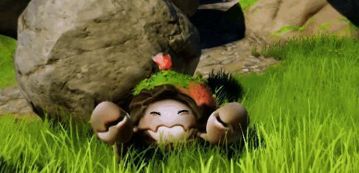 温顺型伊莫吸引花芽蟹注意,玩家准备绕后捕捉