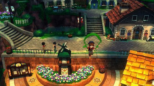 滑翔伞飞行场景,角色展开滑翔伞穿越山谷