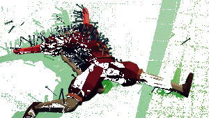 游戏中角色高速旋转攻击，画面鬼畜十足