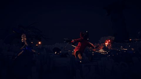 角色使用奇怪武器进行战斗，画面充满创意