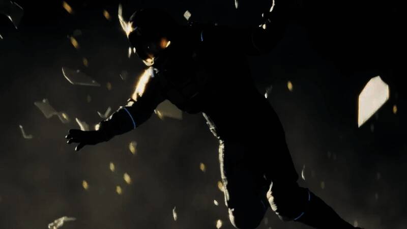 玩家操作角色在密闭空间内谨慎行动,背景中隐约可见不明生物轮廓,营造紧张氛围