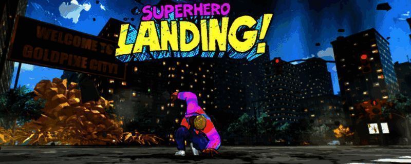 《超级英雄模拟器》游戏封面,展示主角在城市上空飞行的英姿