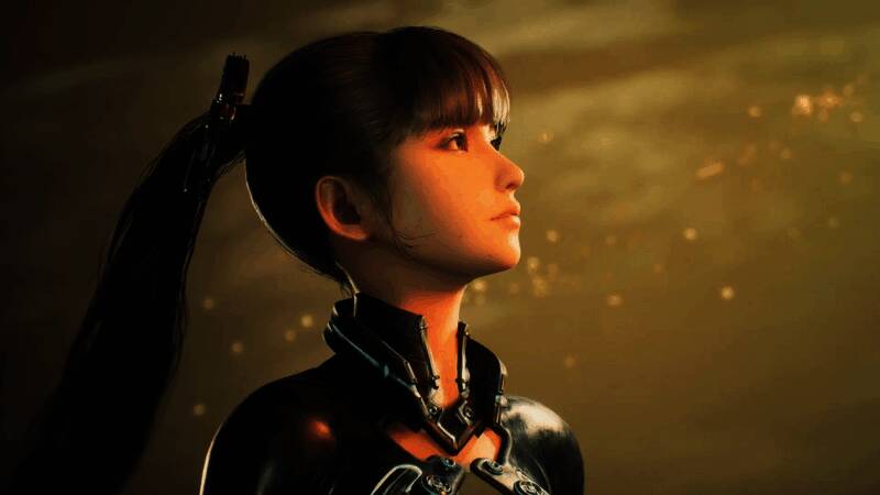 游戏场景截图：伊芙与两位幸存者并肩作战，背景是废墟城市与天空中的异形生物