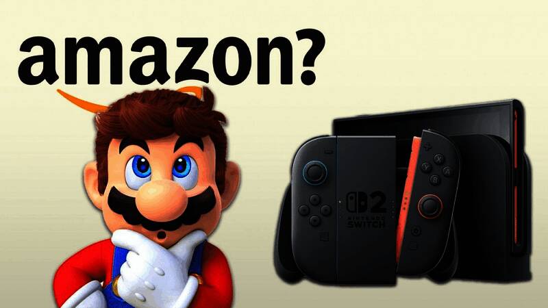 三款任天堂Switch2新作封面并列展示,背景为亚马逊平台页面设计风格