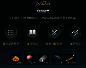 狩猎长弓改造六元素注入材料展示