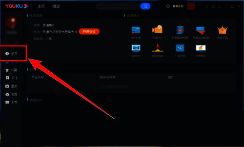 记录管理页面截图,展示当前用户的观看历史列表