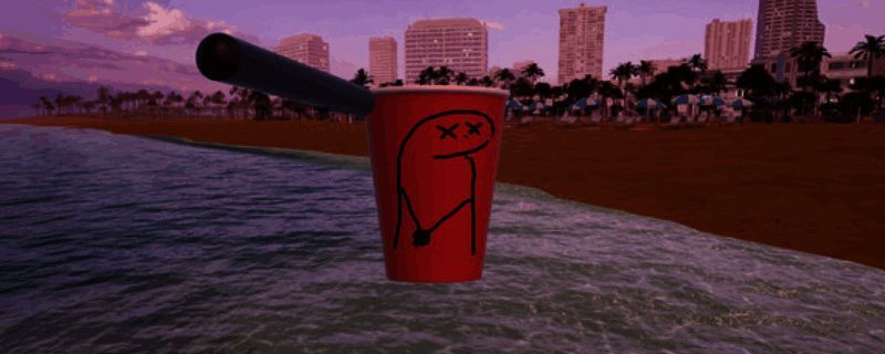 《海滩酒吧模拟器》游戏封面展示，画面为阳光明媚的海滩酒吧场景