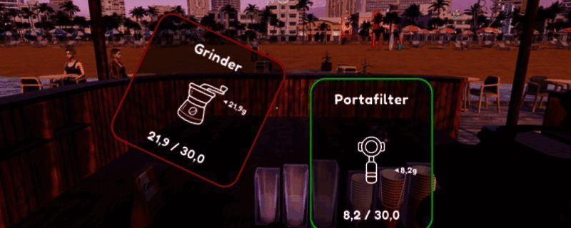 海滩酒吧模拟器游戏封面展示，阳光沙滩下的悠闲酒吧场景