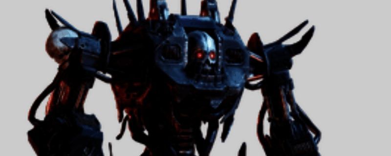 狂暴者全身特写展示，可见其强壮的机械构造和锋利的电锯武器