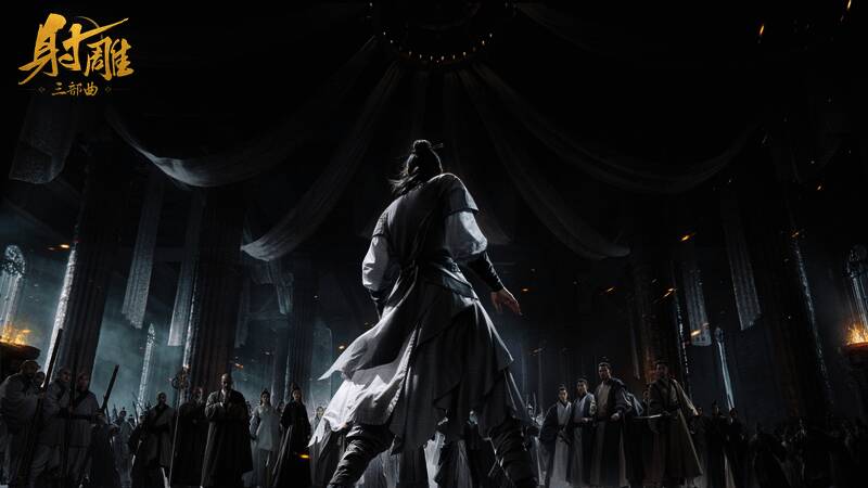 玩家操控角色在光明顶上与六大派高手激烈交锋的战斗画面