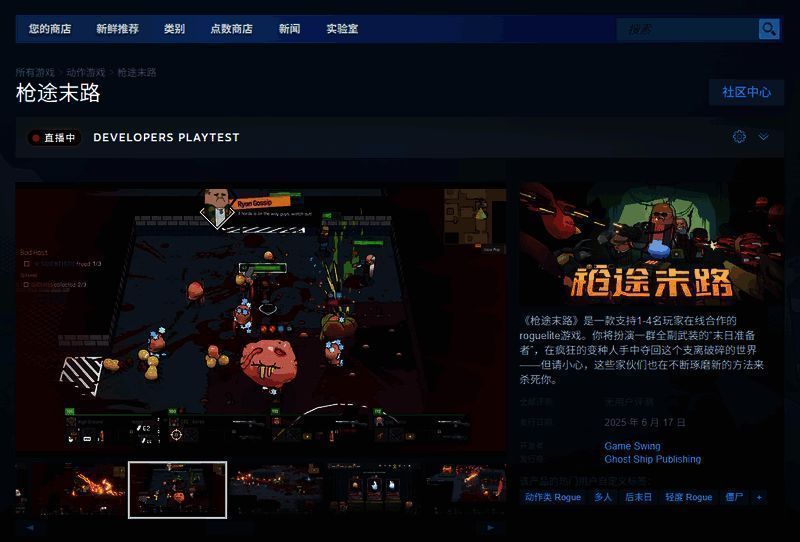 《枪途末路》Steam商店页面截图,显示游戏封面图与价格信息