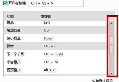 完整快捷键列表展示界面截图