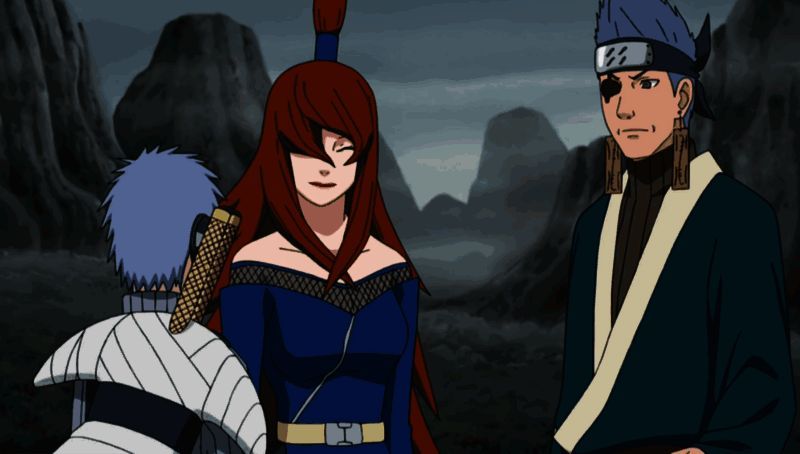 照美冥身着正式水影装束，站在雾隐村前，象征新时代的到来