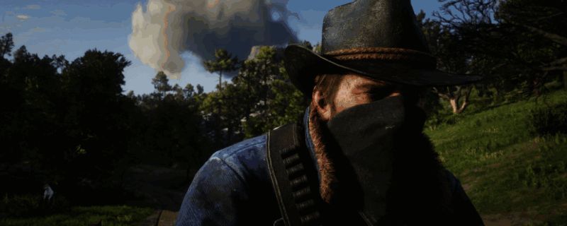 《荒野大镖客2》西洋蓍草采集场景,角色站在红色植物旁