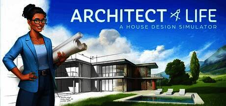 建筑设计界面,屏幕上显示三维模型,旁边堆满建筑图纸与工具