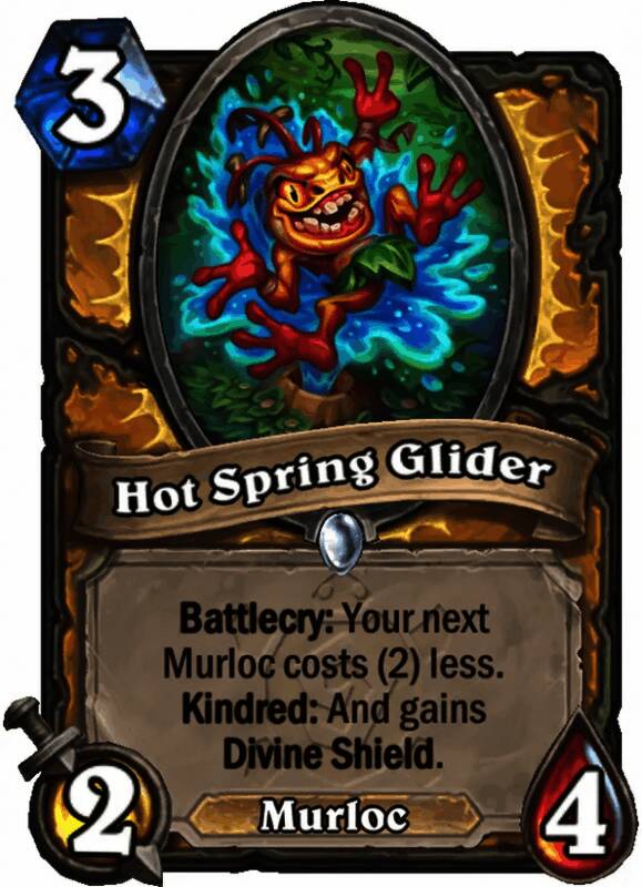 圣骑士随从卡牌热泉滑翔者原画，蓝色鱼人披着盔甲手持长矛