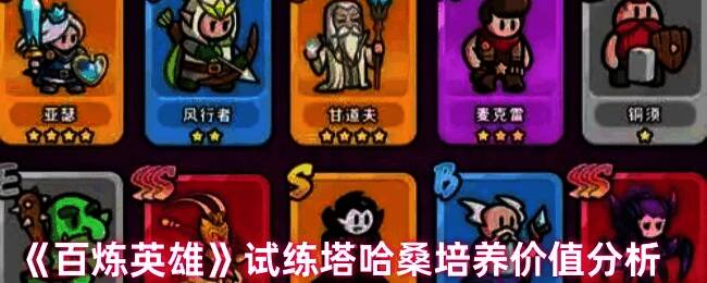 《百炼英雄》试炼塔界面展示,背景为高耸的塔楼和战斗特效